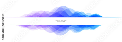 abstract sound wave equalizer colorful gradient purple blue isolated on white background with space for text banner. Vector illustration in concept of sound, voice, music