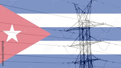 High voltage post or High voltage tower with Cuba Flag. Energy concept.
