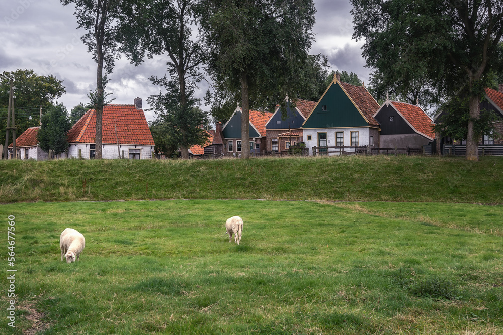 Old fishermen's houses a cloudy summer day, Enkhuizen, the Netherlands. Old fishermen's houses a cloudy summer day, Enkhuizen, the Netherlands.