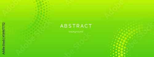 Green gradient abstract vector long banner template. Minimal background with halftone circles and copy space for text. Facebook header, cover