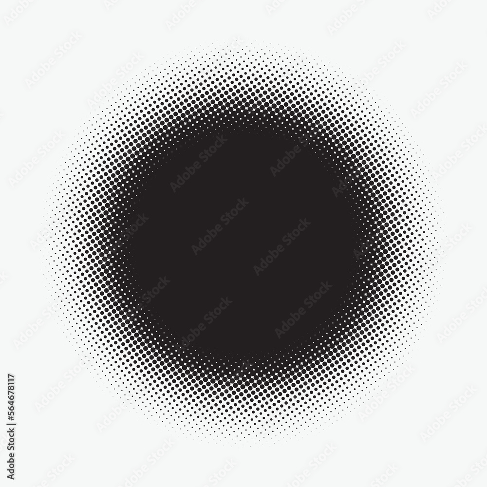 Halftone circle. halftone dot vector pattern texture background, overlay abstract geometric dots on white screen.