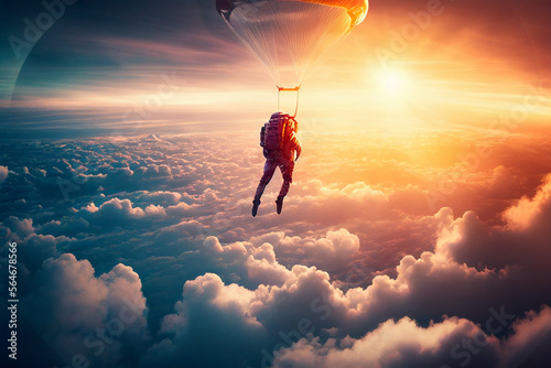 Print op canvas Parachuting