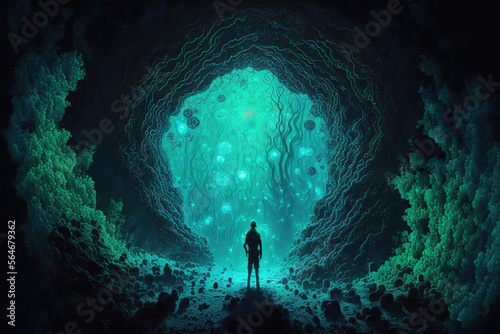 fantasy alien cave. Generative AI