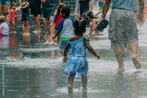 Kids playing at the Millennium Park Crown Fountain in Chicago