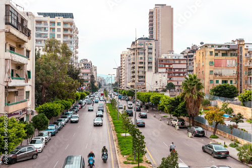 Beirut City Skyline. Modern and old buildings. The main streets of the city during the rush hour. Beirut. Lebanon. photo
