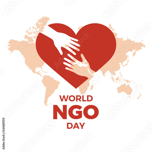 World NGO Day vector. Giving hands and heart shape icon vector. Volunteer graphic design element. Non-Governmental Organizations icon. February 27 every year. Important day photo