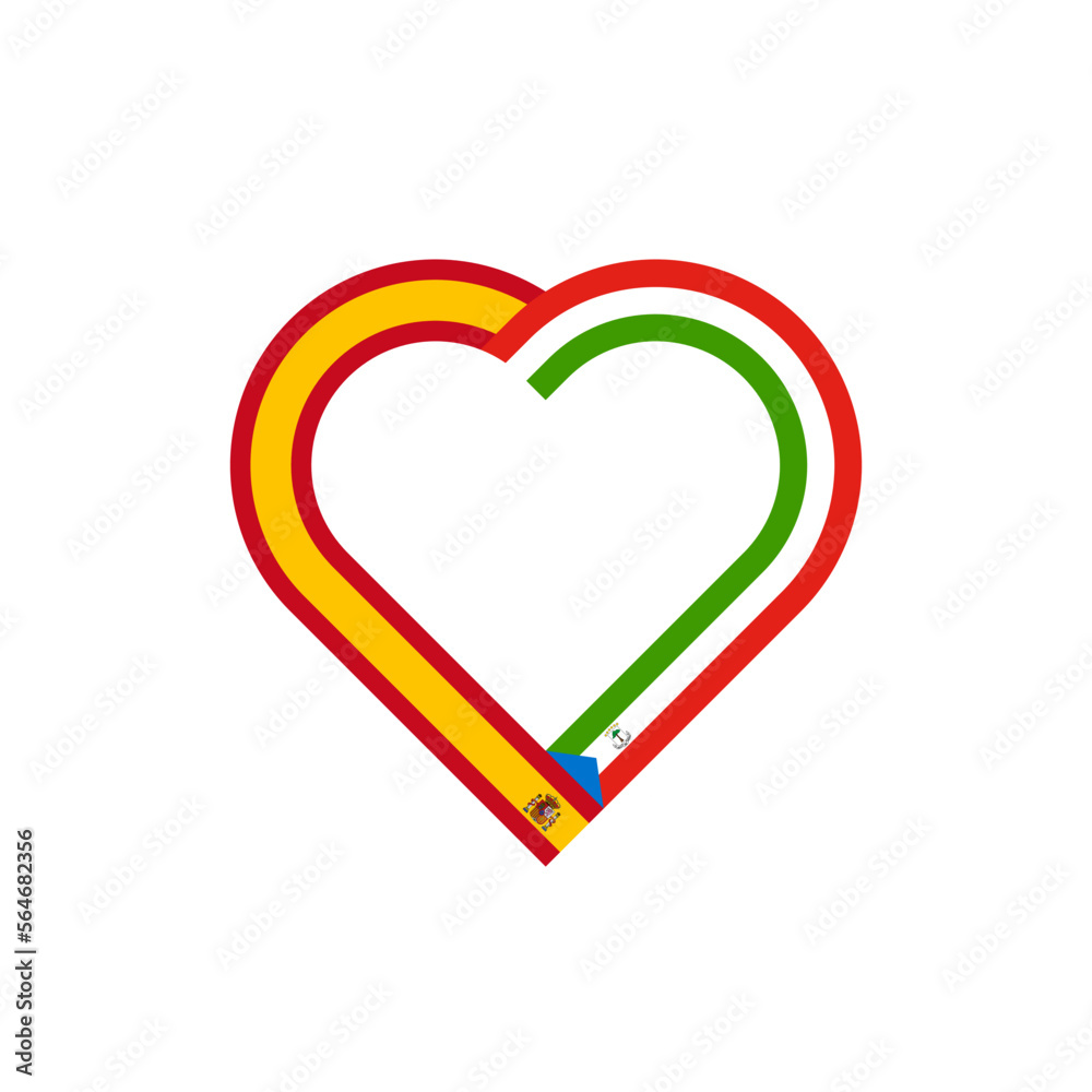 unity concept. heart ribbon icon of spain and equatorial guinea flags. vector illustration isolated on white background unity concept. heart ribbon icon of spain and equatorial guinea flags. vector illustration isolated on white background