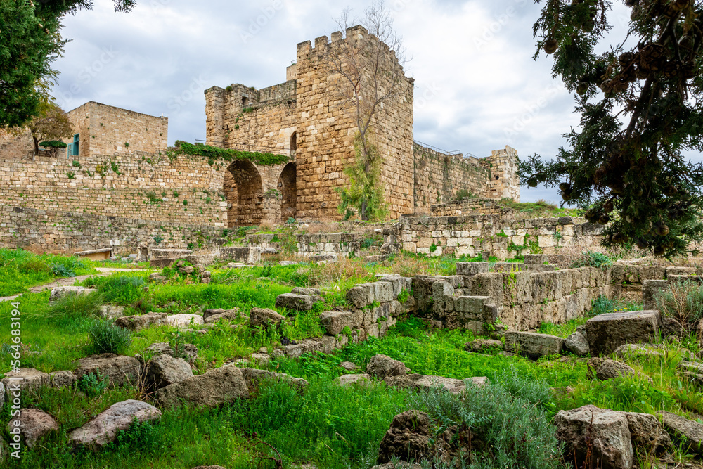 Byblos Crusader Castle, Lebanon. It was built by the Crusaders in the 12th century, one of oldest continuously inhabited cities in the world, Byblos, Lebanon. 