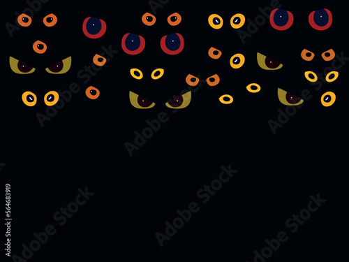bird eye safari night pattern template .colorful bird eye in the night.Scary eyes staring and lurking from dark