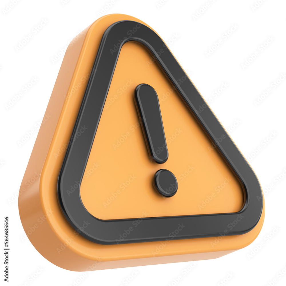 Warning sign. Exclamation mark. 3D illustration. Warning sign. Exclamation mark. 3D illustration.