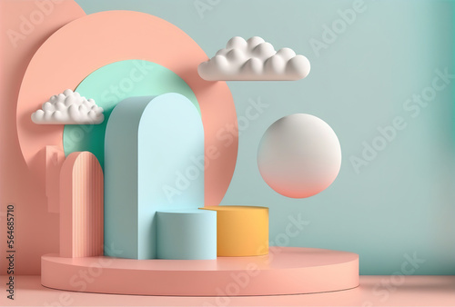 Abstract 3D background with stand podium created with Generative AI