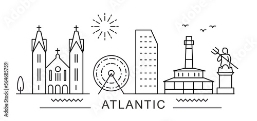 Atlantic City Line View. Poster print minimal design. New Jersey