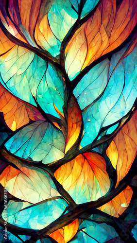 stained glass fractal colorful photo realistic illustration Generative AI Content by Midjourney