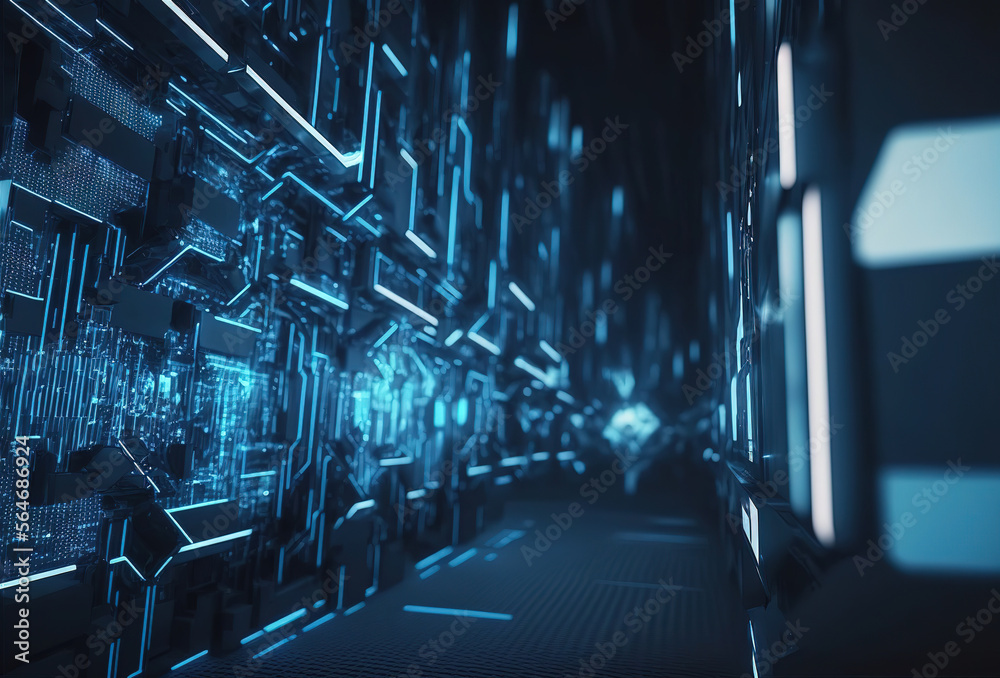 Fototapeta premium Abstract futuristic technology background created with Generative AI