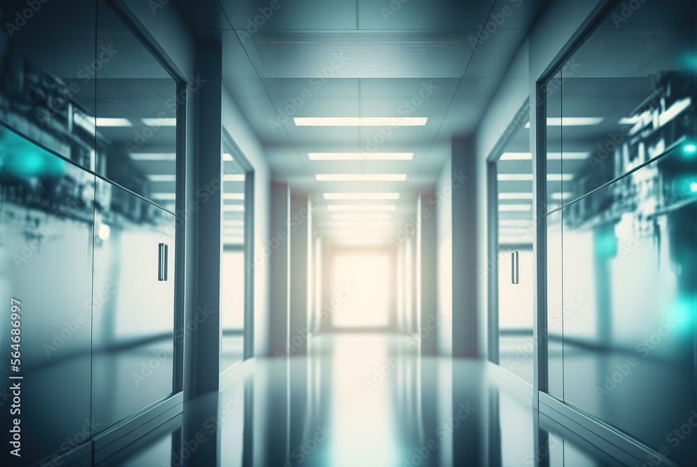 hospital corridor space defocused blurred background created with Generative AI