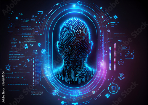 Abstract creative fingerprint illustration , personal biometric data concept. AI Generated