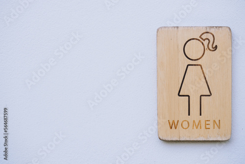 Wallpaper Mural Minimal design of  men public toilet or restroom sign on the wooden plate stick or hang on the white wall background with copy space Torontodigital.ca