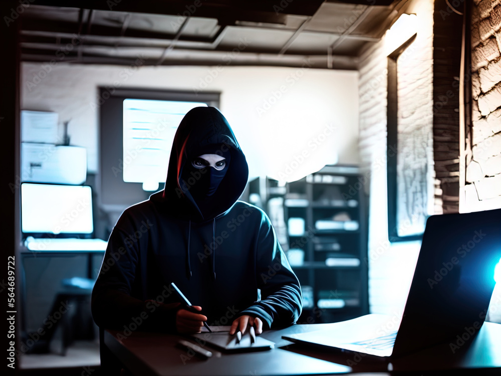 Mysterious hacker in a mask and hoodie. Mysterious hacker in a mask and hoodie.