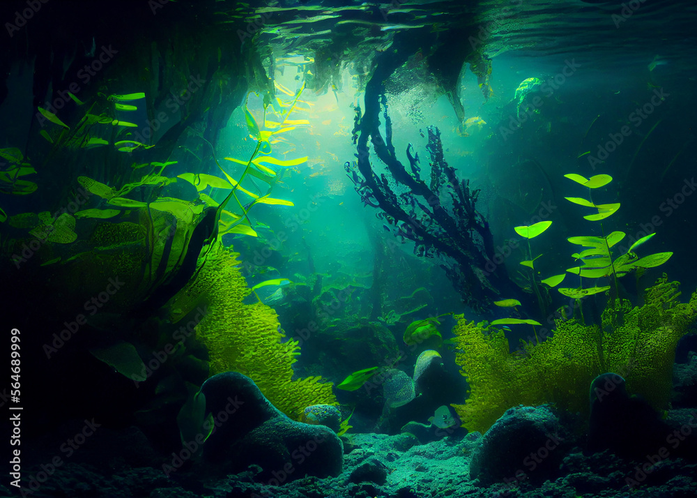 Ocean coral reef underwater. Sea world under water background. AI Generated