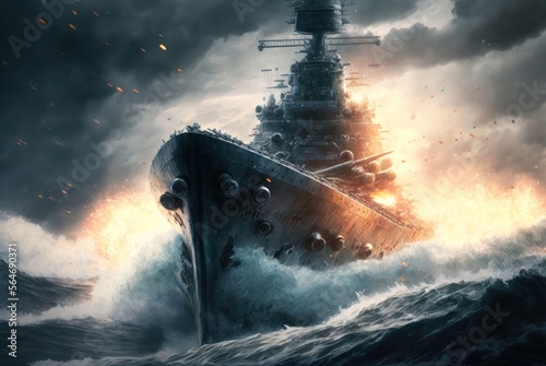Foto battleship on the water