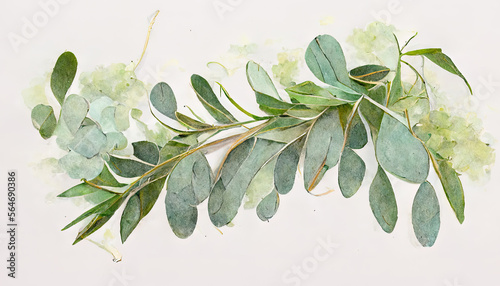 Fotografie Eucalyptus leaves border