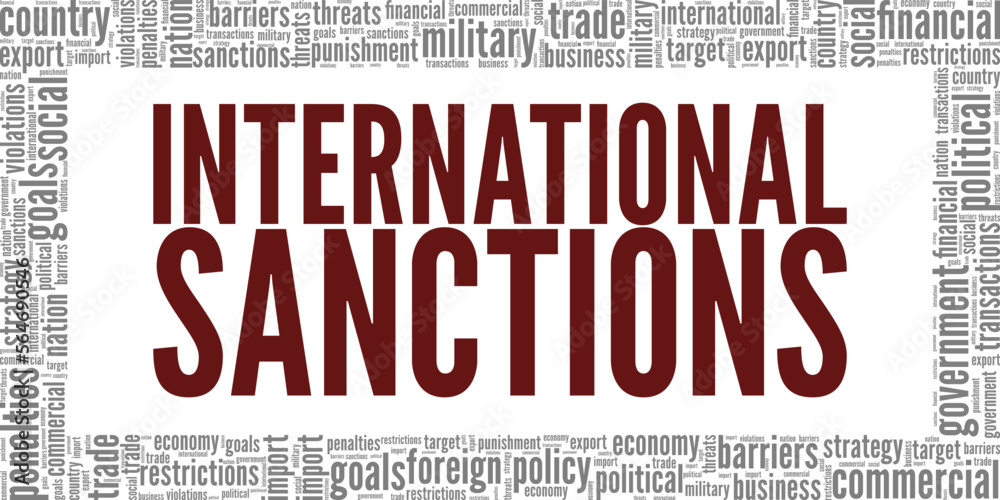 International Sanctions word cloud conceptual design isolated on white background. International Sanctions word cloud conceptual design isolated on white background.