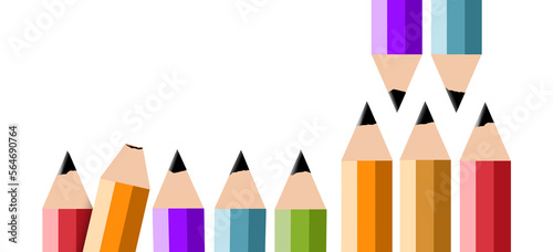 Φωτογραφία Pointed pencils stay sharp while a dull pencil is also present in a 3-d illustration about business acumen and preparation and staying sharp