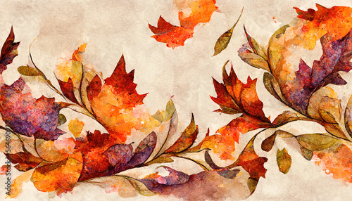 Fall leaves horizontal border