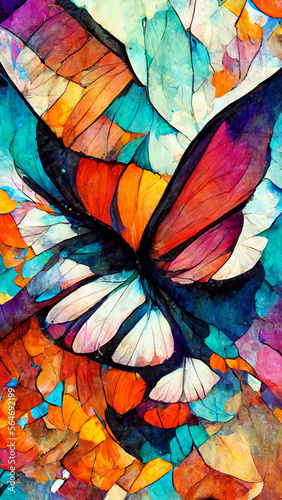 abstract butterfly wings colorful dazzling colorful illustration Generative AI Content by Midjourney