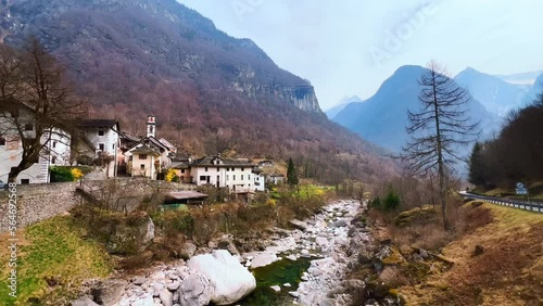 Walk by River Maggia, Prato Sornico, Val Lavizzara, Switzerland photo