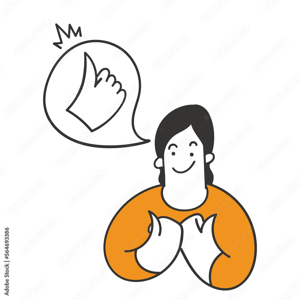 hand drawn doodle woman with thumb up symbol illustration vector hand drawn doodle woman with thumb up symbol illustration vector