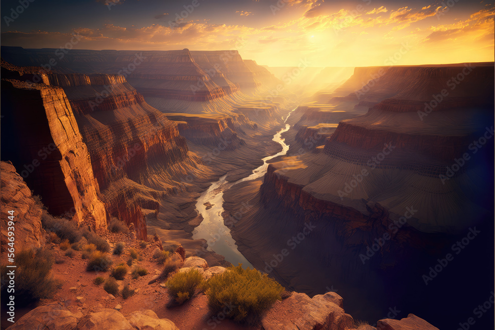 Magical grand canyon in sunset
