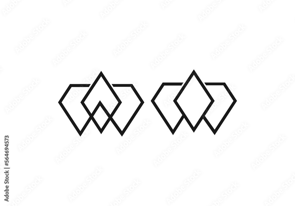 Striped diamond logo Diamond symbol Jewelery shop sign template