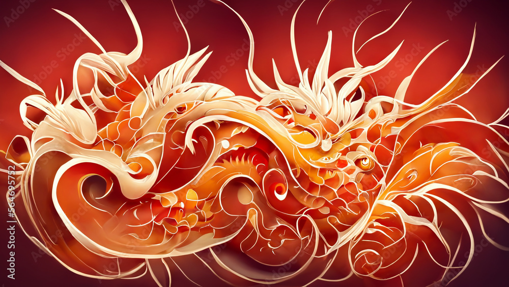 abstract chinese dragon shape illustration background illustration Generative AI Content by Midjourney