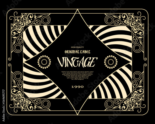 Vintage frame border : Certificate background design with victorian style element, premium golden floral divider flourish decoration