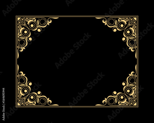 Vintage border frame with flourish swirl motif, Victorian floral divider ornamental