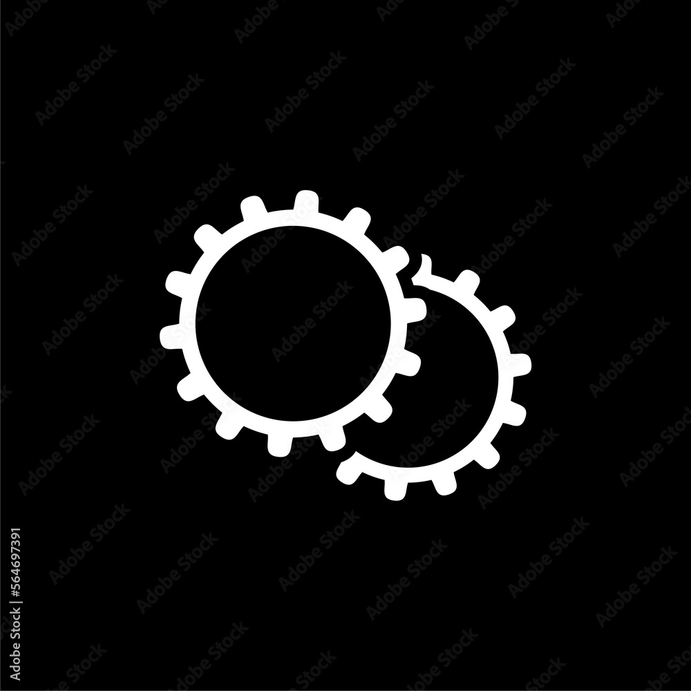 Gear and lightning icon isolated on black background. Gear and lightning icon isolated on black background.