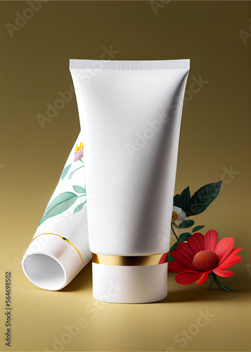 beauty spa medical skincare and cosmetic bottle mockup on light background, AI Generated