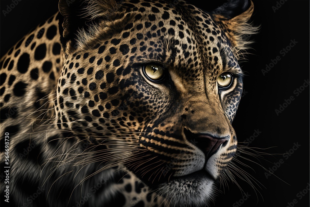 Portrait eines schönen Leopard auf schwarzem Hintergrund Portrait eines schönen Leopard auf schwarzem Hintergrund
