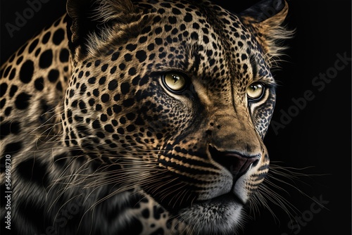Portrait eines schönen Leopard auf schwarzem Hintergrund