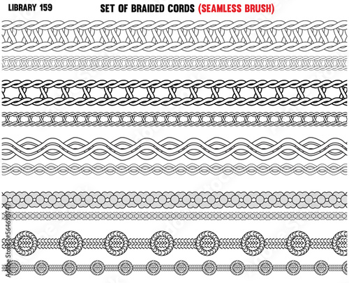 BRAIDED KNITTED- WOVEN PATTERN CORD, ROPE, CABLE SEAMLESS BRUSH IN EDITABLE VECTOR