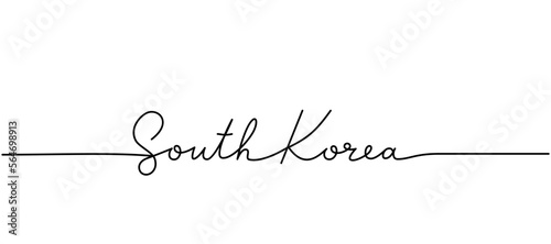 South Korea - word with continuous one line. Minimalist drawing of phrase illustration. South Korea country - continuous one line illustration.