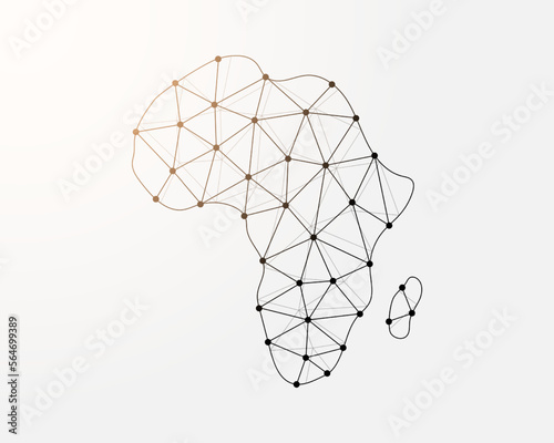 Africa low poly symbol with connected dots. Africa map design vector illustration. Continent silhouette polygonal wireframe illustration