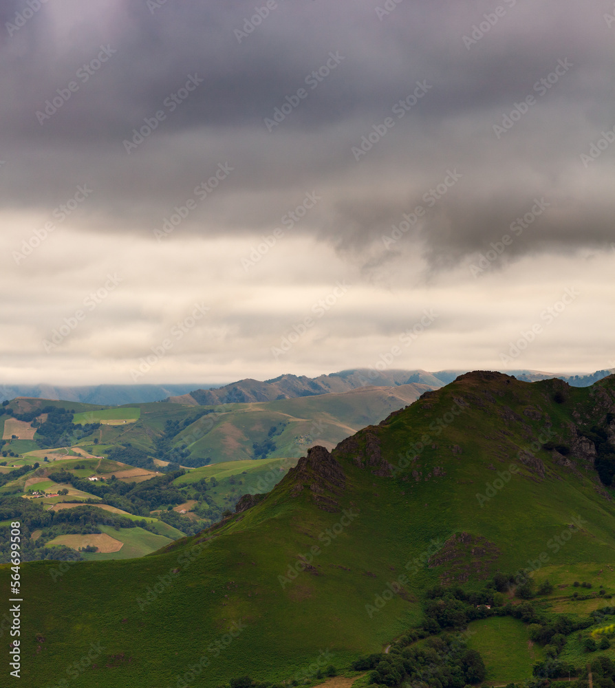 Panorama of beautiful high mountain landscape near the Spanish border. Pyrenees, Nouvelle-Aquitaine, France