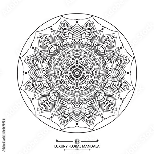 Decorative floral mandala design, Luxury mandala design ideal for adult coloring book
