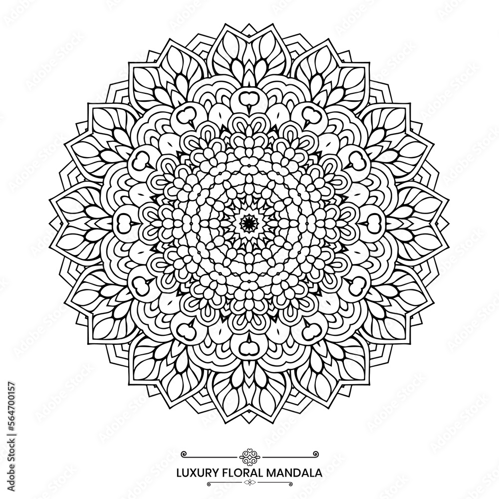 Decorative floral mandala design, Luxury mandala design ideal for adult coloring book