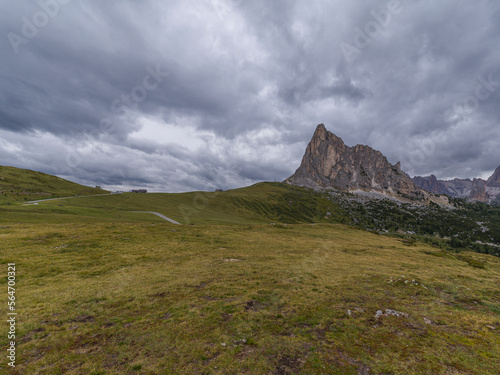 passo Giau in the dolomites in a cloudy day