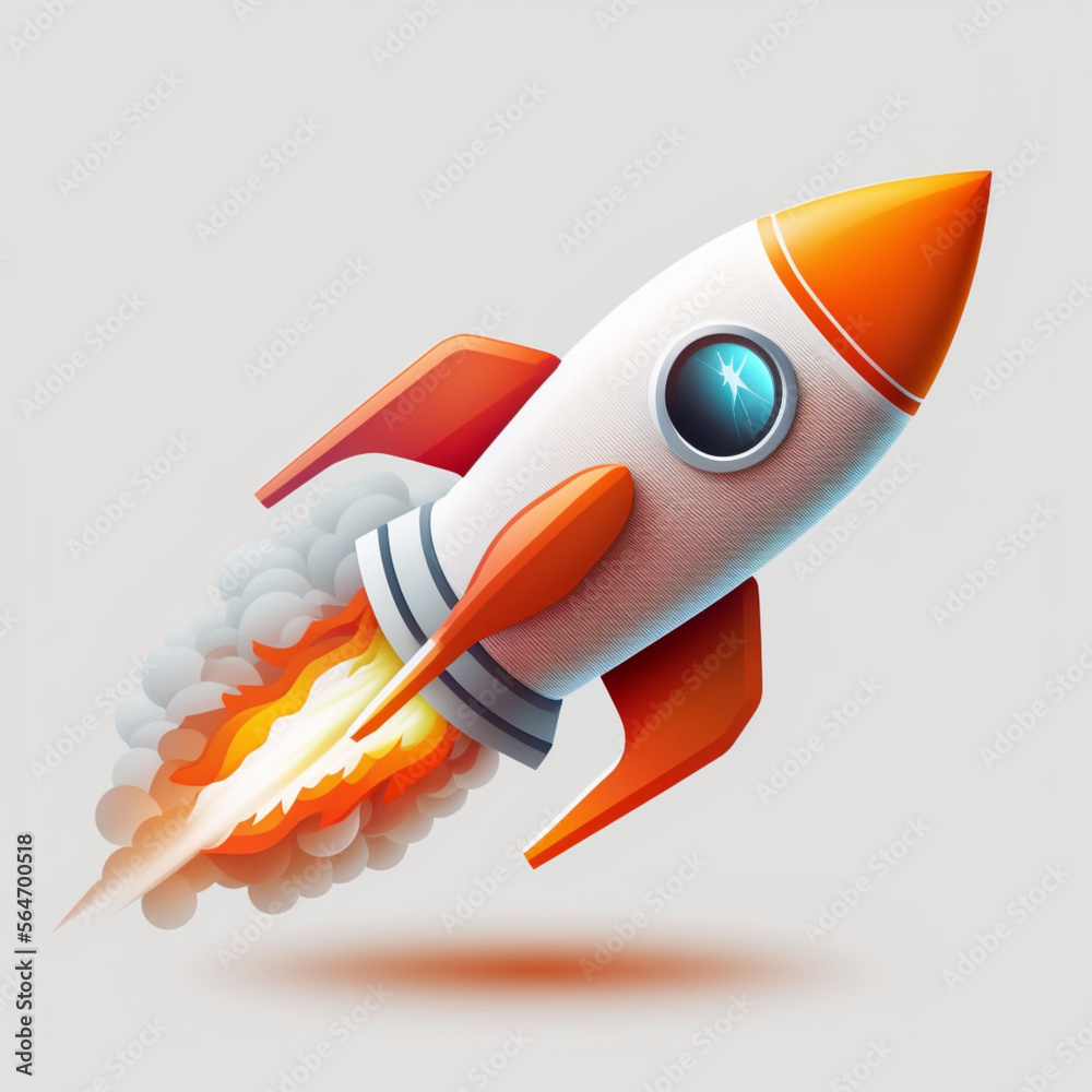 Flying Rocket Website Business Vector Design Logo Icon created with generative AI technology