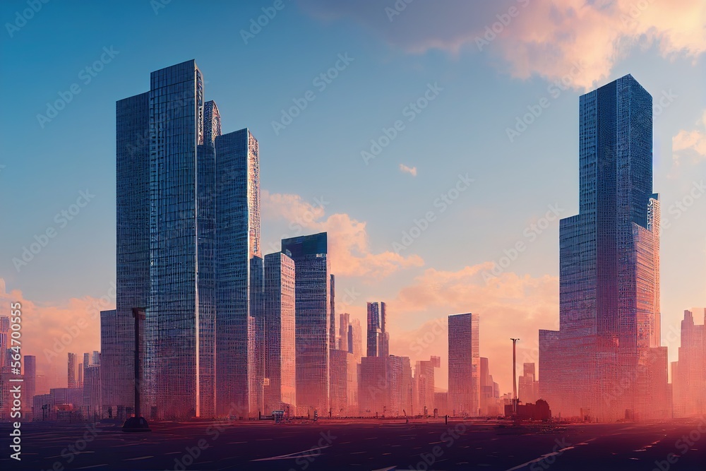 Smart city concept. modern buildings. Information and Communication Technology