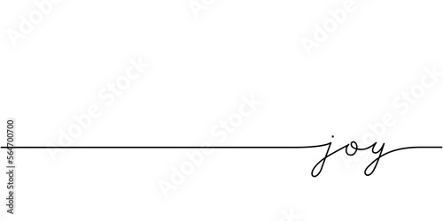 Joy word - continuous one line with word. Minimalistic drawing of phrase illustration.
